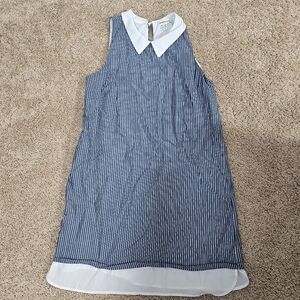 Striped Sleeveless Dress with White Collar